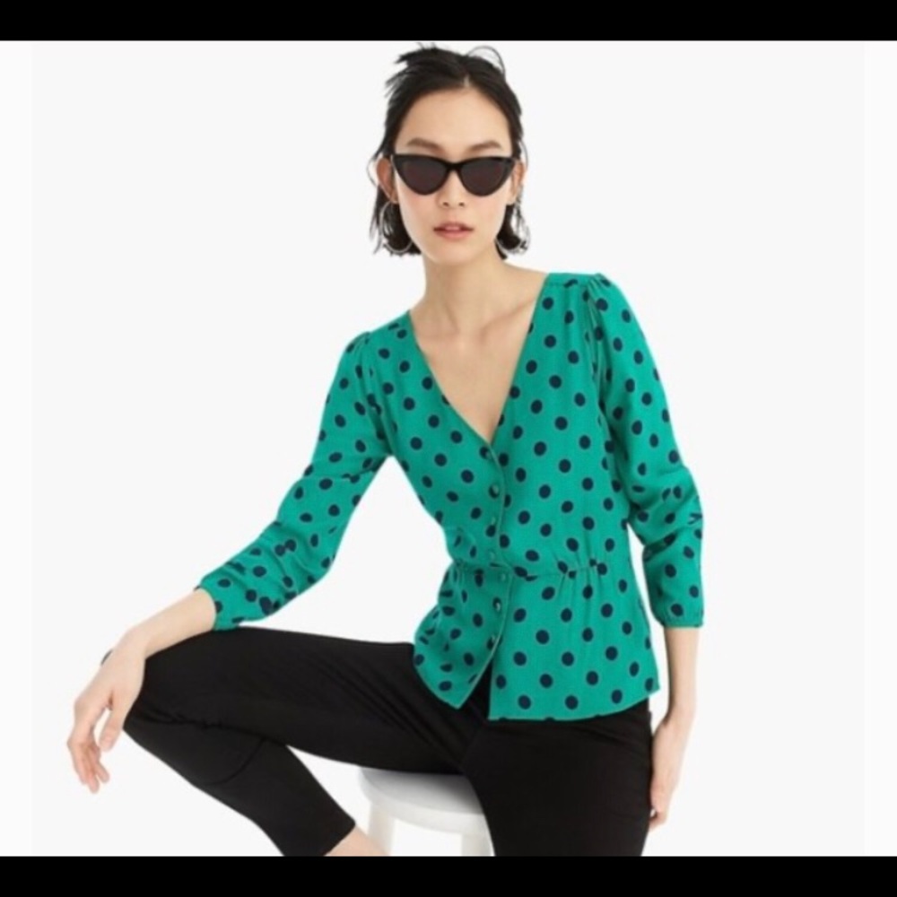 J crew dots long sleeves blouse